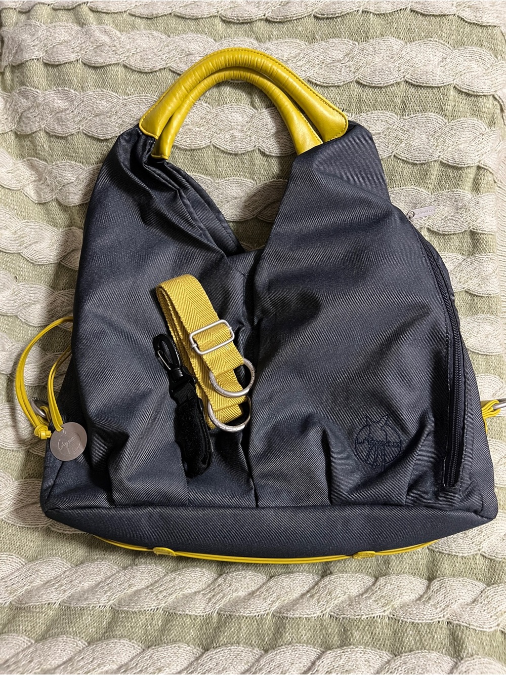Navy and Yellow Diaper Bag